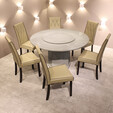 1.35M Round Marble Dining Set + Rolling Top LVN33+C9505